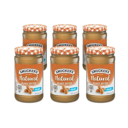 (6 pack) Smucker’s Natural Creamy Peanut Butter, 26 oz Jar