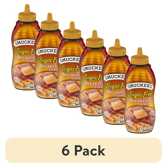 (6 pack) Smucker's Sugar Free and Low Calorie Breakfast Syrup, 14.5 fl oz Bottle