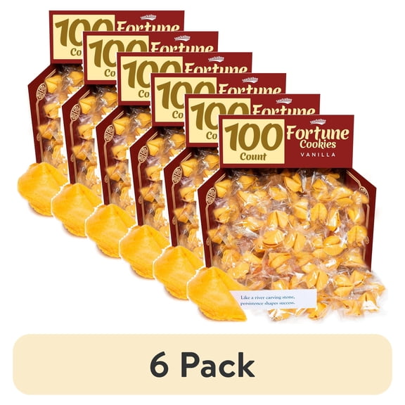 (6 pack) Snackathon Fortune Cookies, Vanilla Flavor, Individually Wrapped (Various Sizes)