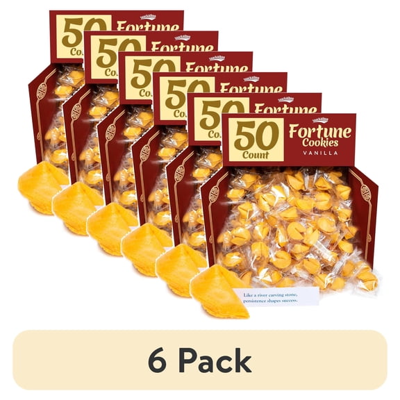 (6 pack) Snackathon Fortune Cookies, Vanilla Flavor, Individually Wrapped (Various Sizes)