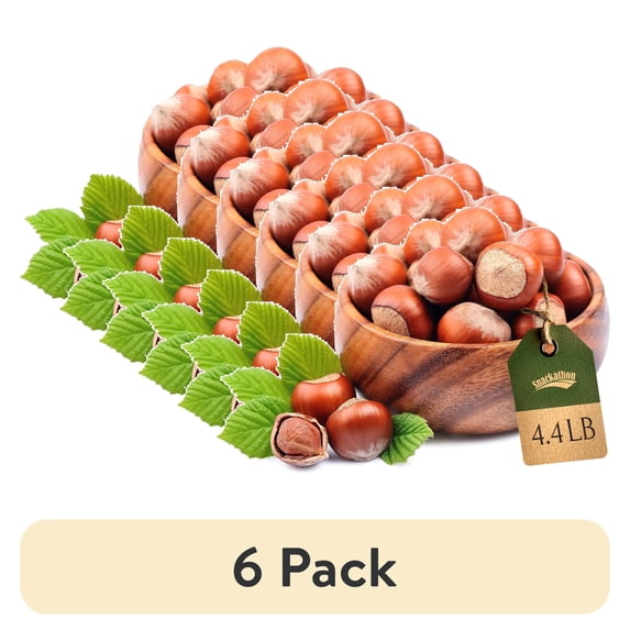 (6 pack) Snackathon Oregon Hazelnuts In Shell, Whole Raw Filberts, 4.4 lb Bulk Bag