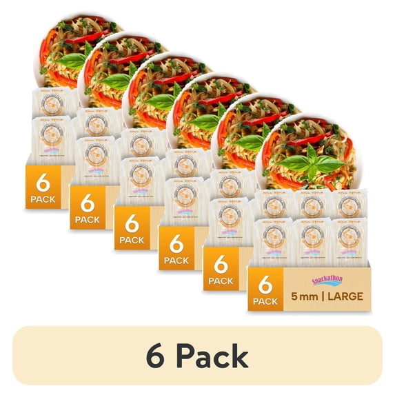 (6 pack) Snackathon Pad Thai Style Rice Stick Noodles, 5 mm Width, 16 oz (Pack of 6)