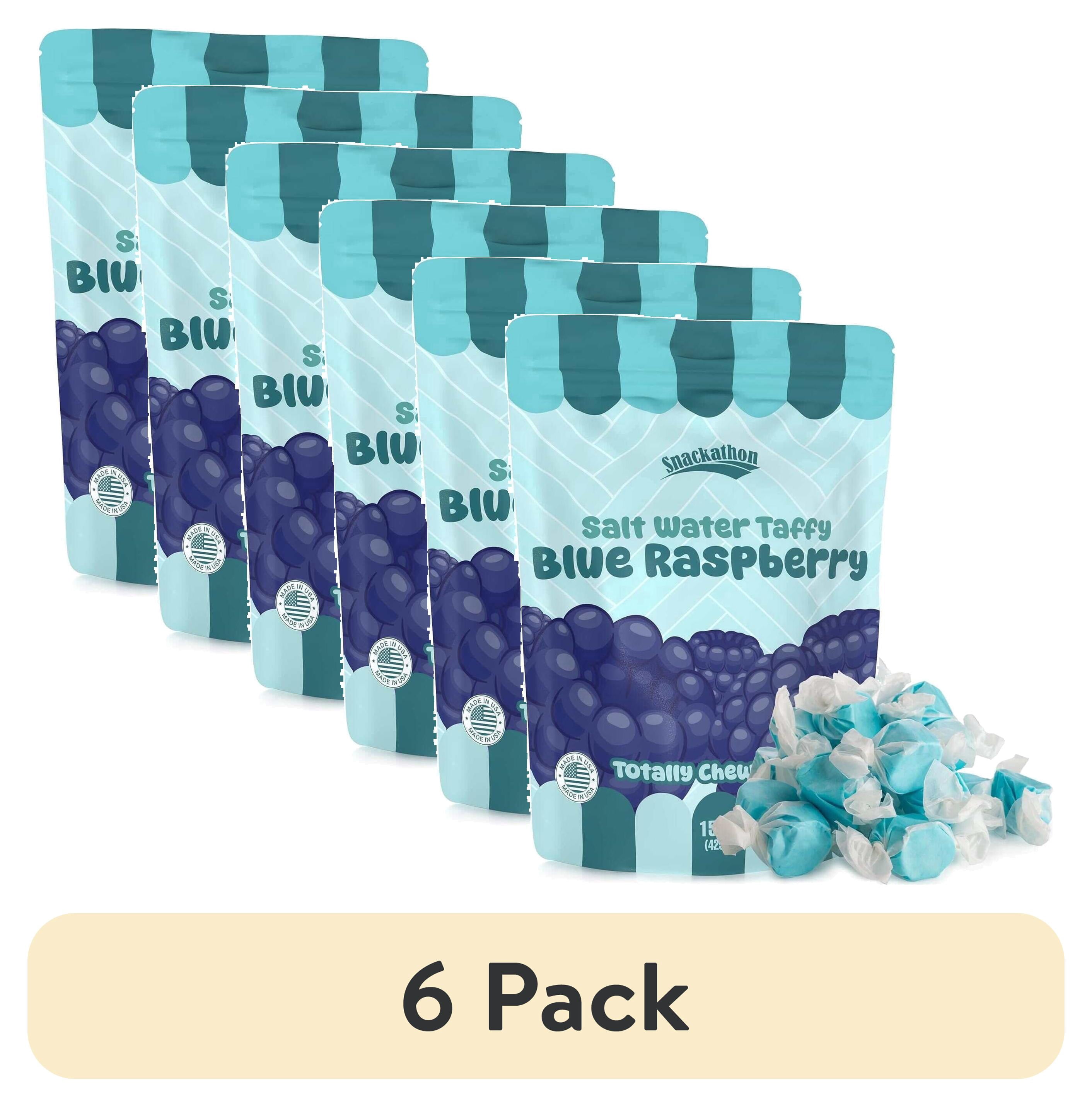 (6 pack) Snackathon Salt Water Taffy Single Flavor, Blue Raspberry, 15 ...