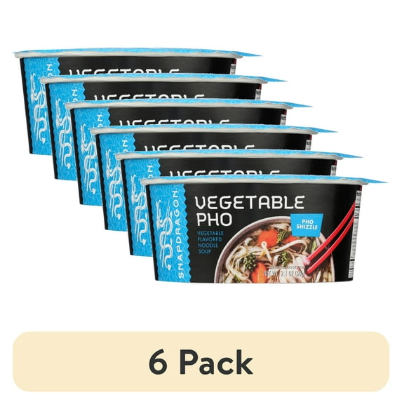 (6 pack) Snapdragon Vegetable Pho, Vegetable Flavored Noodle Soup, Pho Shizzle, 2.1oz
