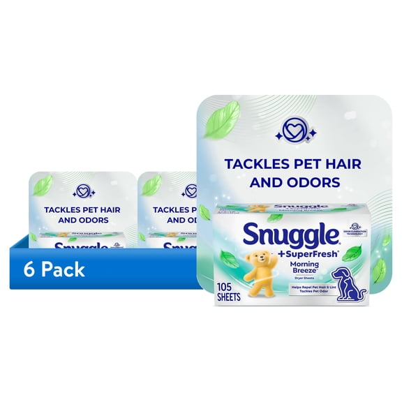 (6 pack) Snuggle SuperFresh Morning Breeze, Dryer Sheets, 105 Count