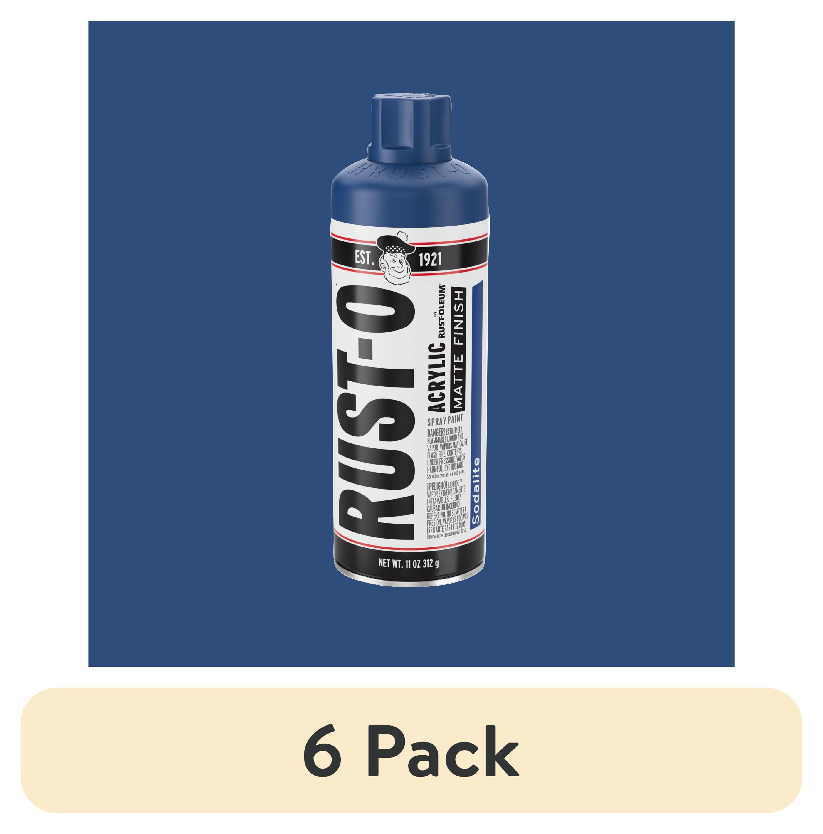 (6 pack) Sodalite, Rust-Oleum Rust-O Acrylic Matte Spray Paint-392201, 11 oz