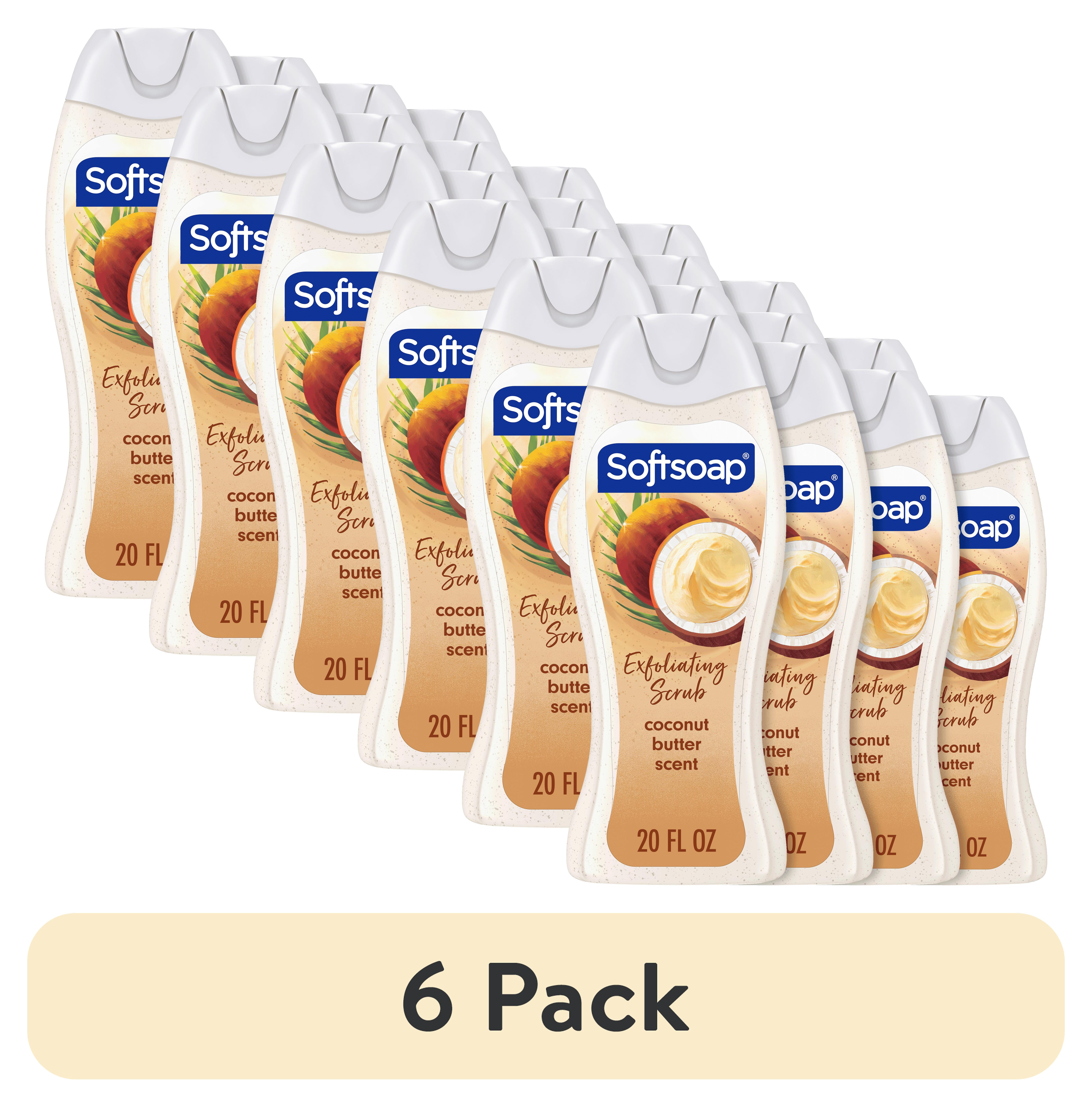 (6 pack) Softsoap Exfoliating Body Wash, All Skin Types, Coconut Butter, 20 fl oz Bottle, 4 Pack