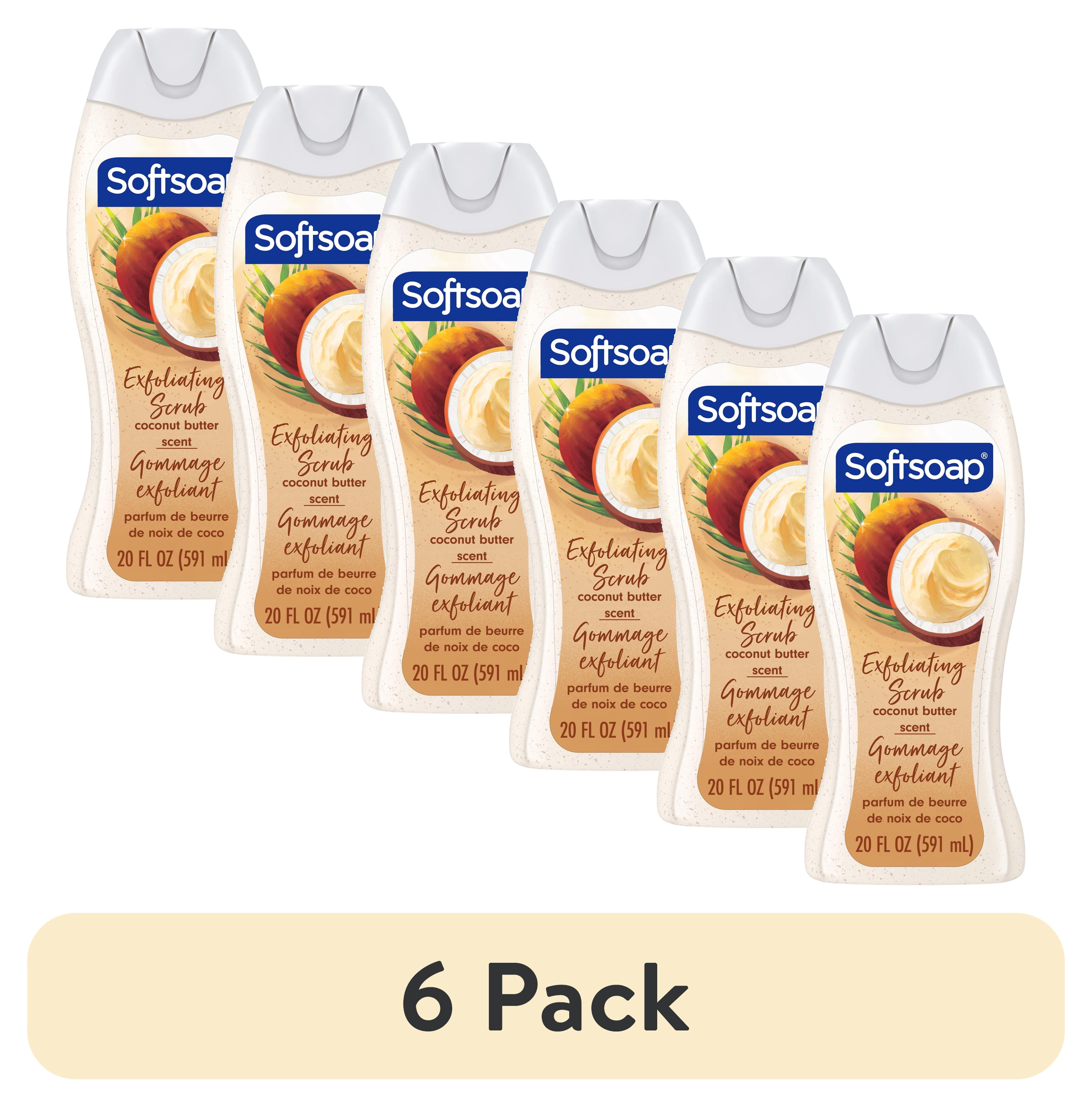 (6 pack) Softsoap Exfoliating Coconut Butter Body Wash for All Skin Types - 20 fl oz Bottle