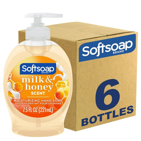 (6 pack) Softsoap Liquid Hand Soap, Kitchen and Bathroom Hand Soap, Milk and Honey, 7.5 Fluid Ounce