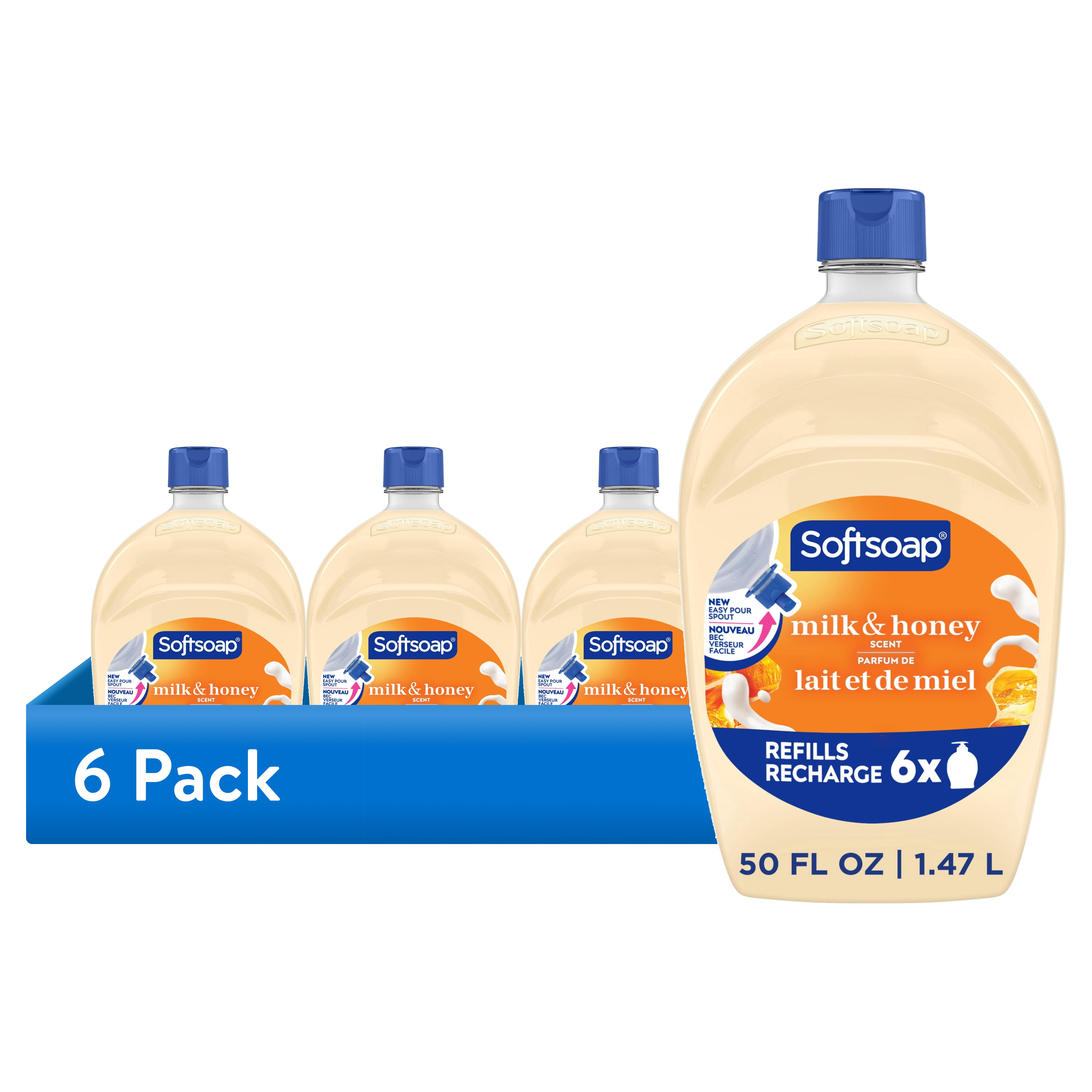 (6 pack) Softsoap Moisturizing Liquid Hand Soap with New Easy Pour Spout, Milk & Honey Scent, 50 fl oz Refill