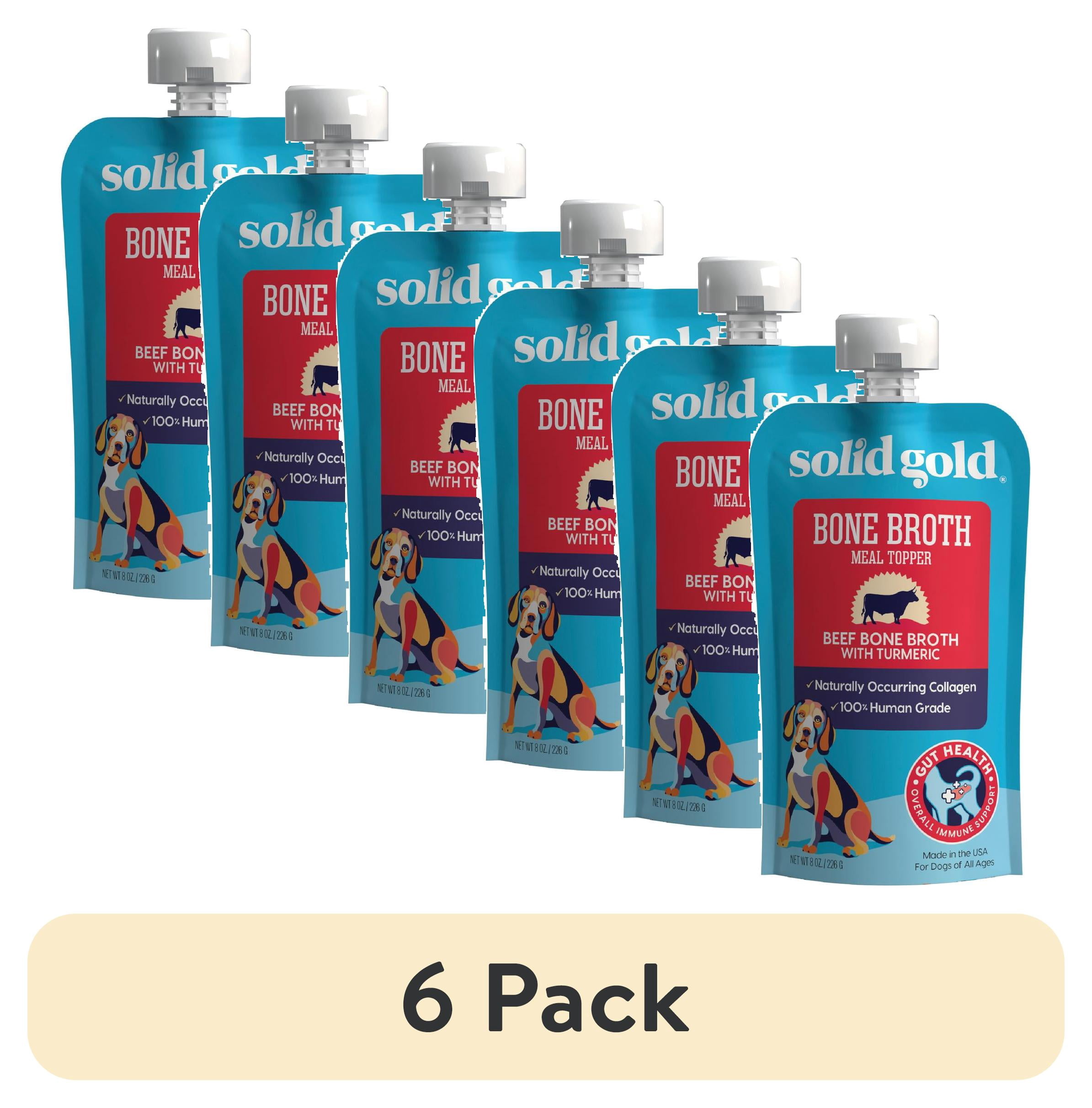 (6 pack) Solid Gold Bone Broth Meal Topper for Dogs, Grain-Free, Beef Flavor, 8 oz