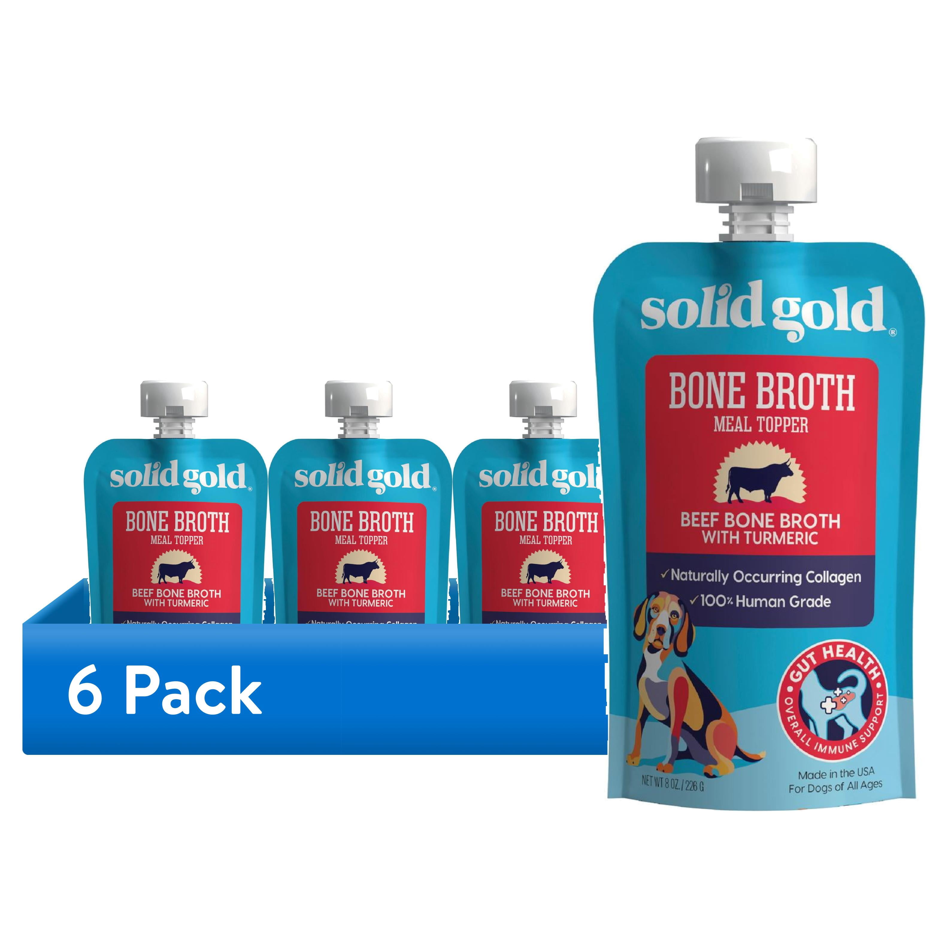 (6 pack) Solid Gold Bone Broth Meal Topper for Dogs, Grain-Free, Beef Flavor, 8 oz