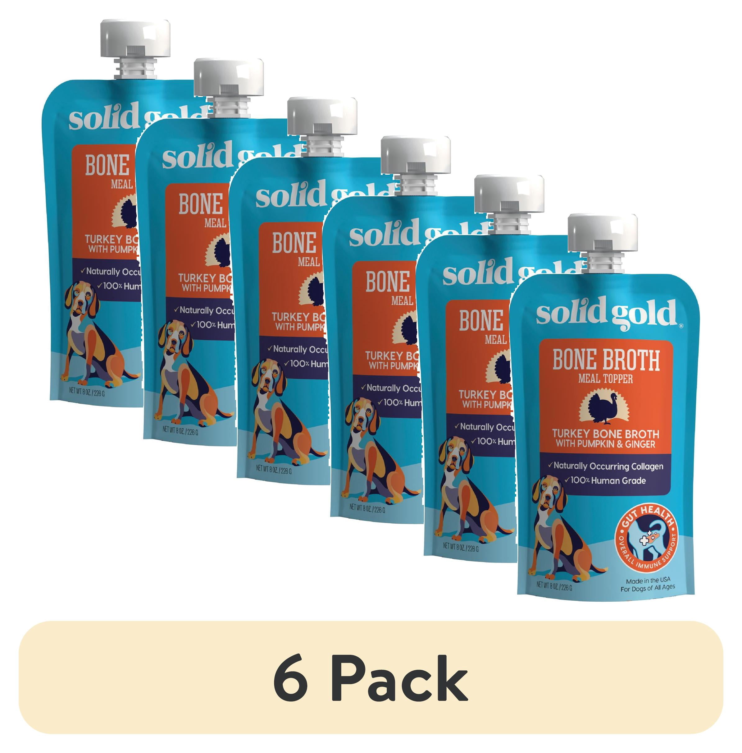 (6 pack) Solid Gold Bone Broth Meal Topper for Dogs, Grain-Free, Turkey Flavor, 8 oz