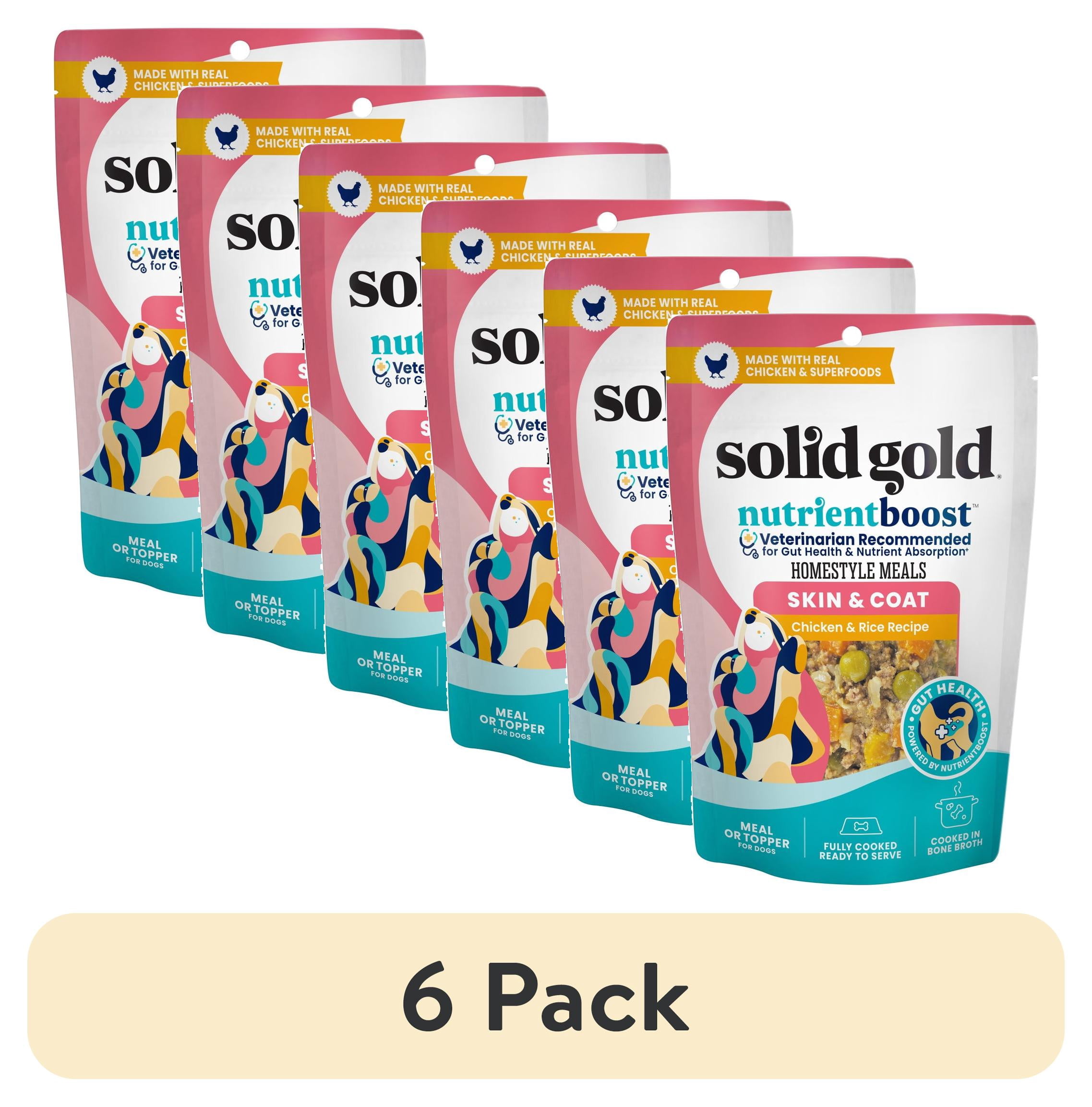 (6 pack) Solid Gold Homestyle Meals, Meal Topper for Dogs to Support Skin & Coat, Chicken & Rice Recipe, 9oz Pouch