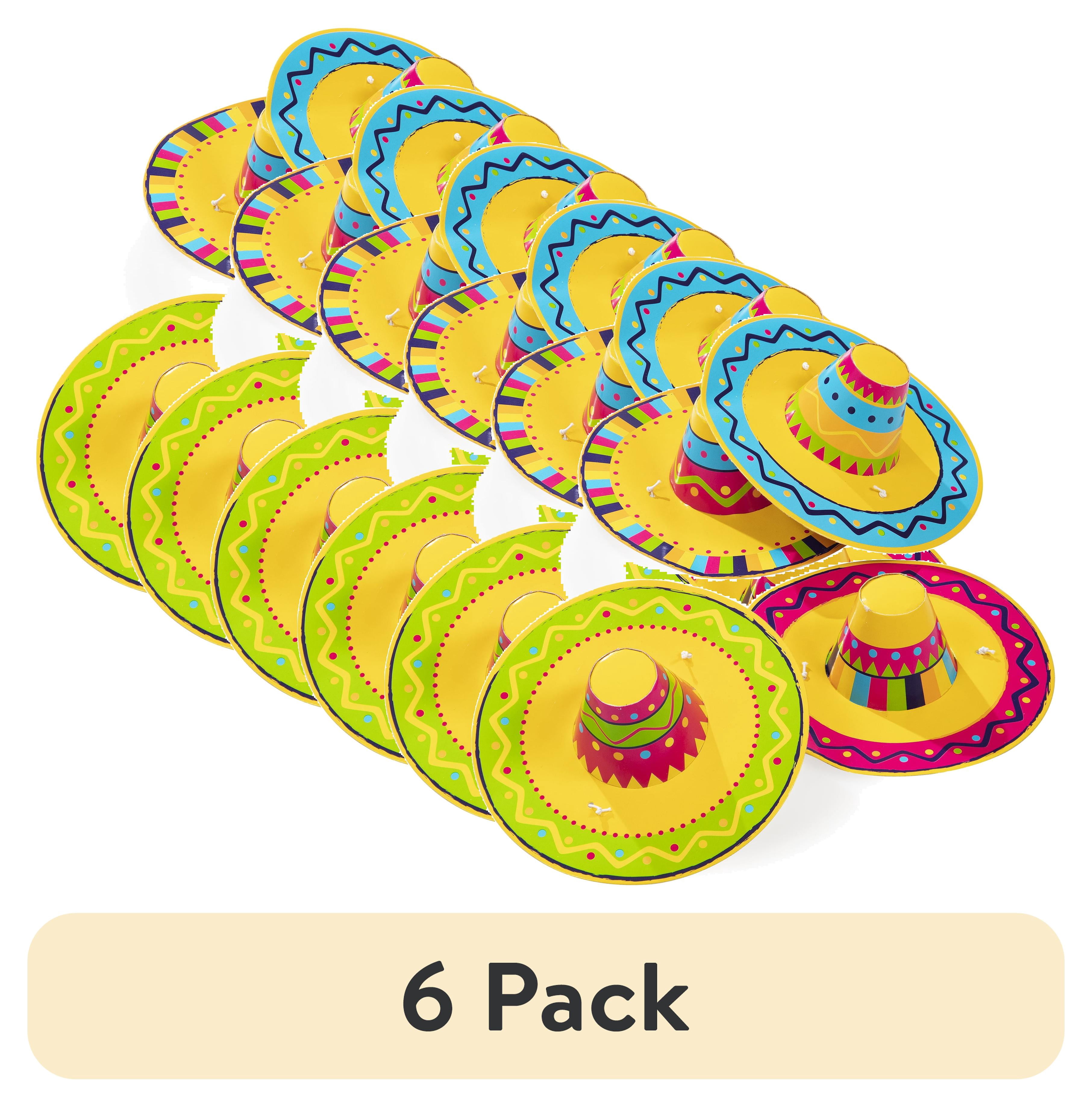 (6 pack) 5IN Sombrero Paper Party Hats, 4 Count, Multicolor, by Way To Celebrate