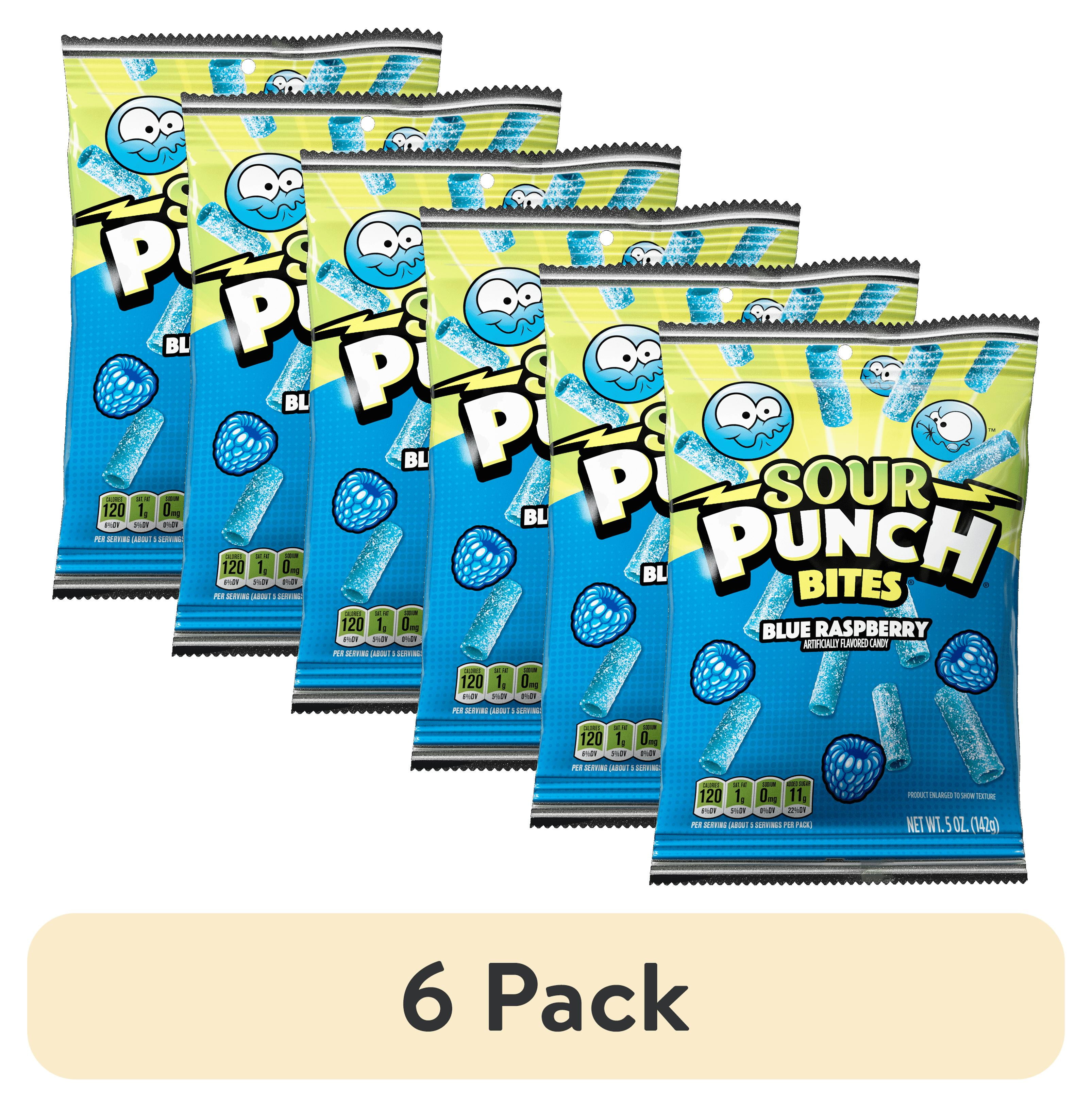 (6 pack) Sour Punch Bites, Blue Raspberry Candy, 5oz Bag