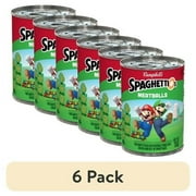 (6 pack) SpaghettiOs Super Mario Bros Canned Pasta with Meatballs, 15.6 oz Can