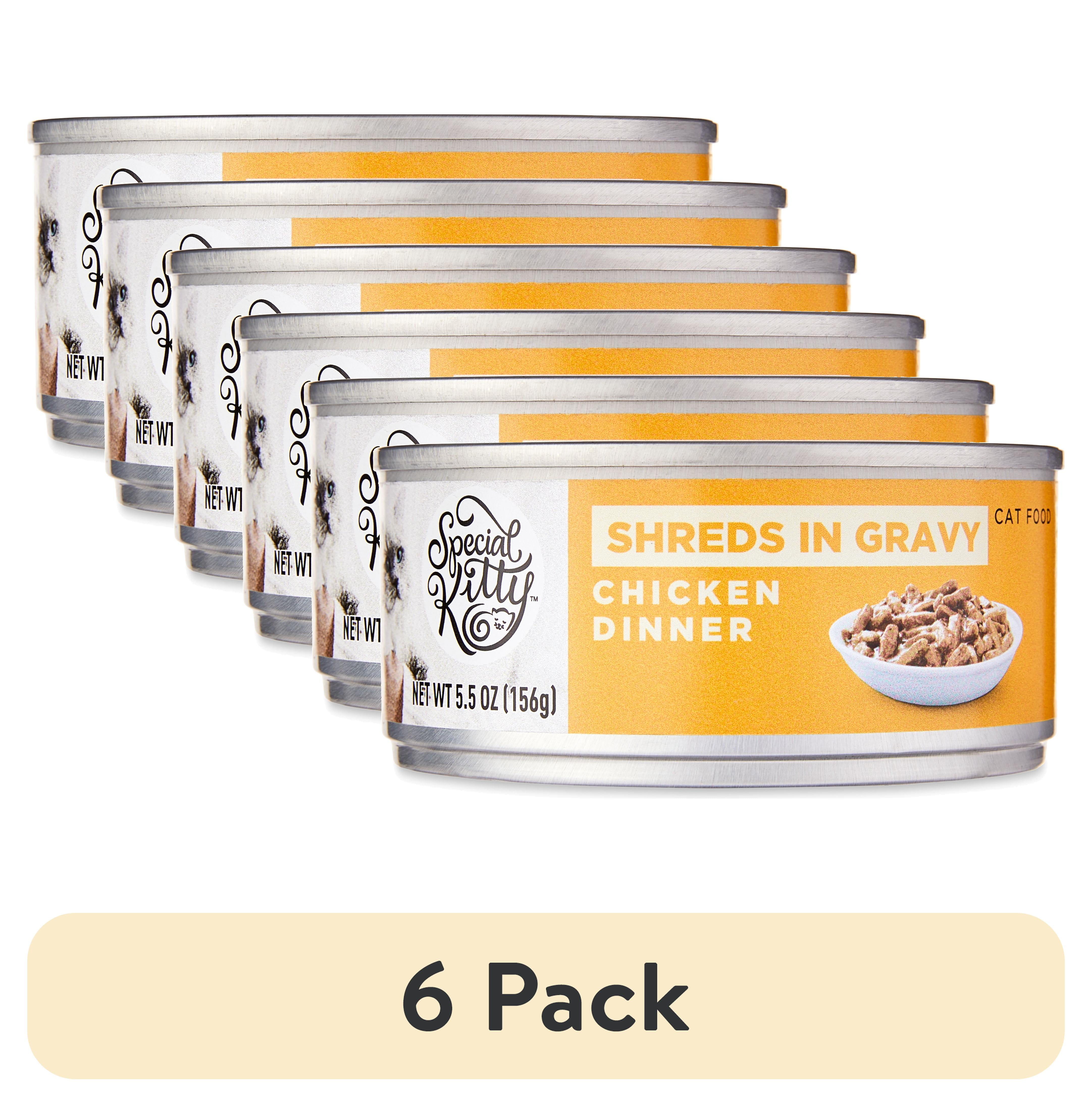 (6 pack) Special Kitty Chicken Dinner Shreds in Gravy Wet Cat Food, 5.5 oz Can