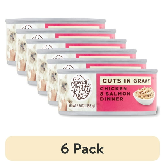 (6 pack) Special Kitty Chicken & Salmon Flavor Gravy Wet Cat Food, 5.5 oz.