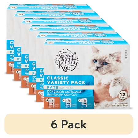 (6 pack) Special Kitty Classic Variety Pack Pate Cat Food, 13 oz Cans, 12 Pack