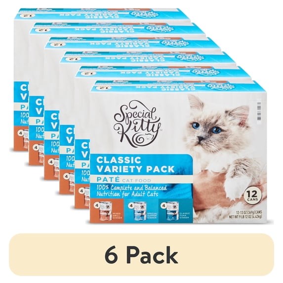 (6 pack) Special Kitty Classic Variety Pack Pate Cat Food, 13 oz Cans, 12 Pack