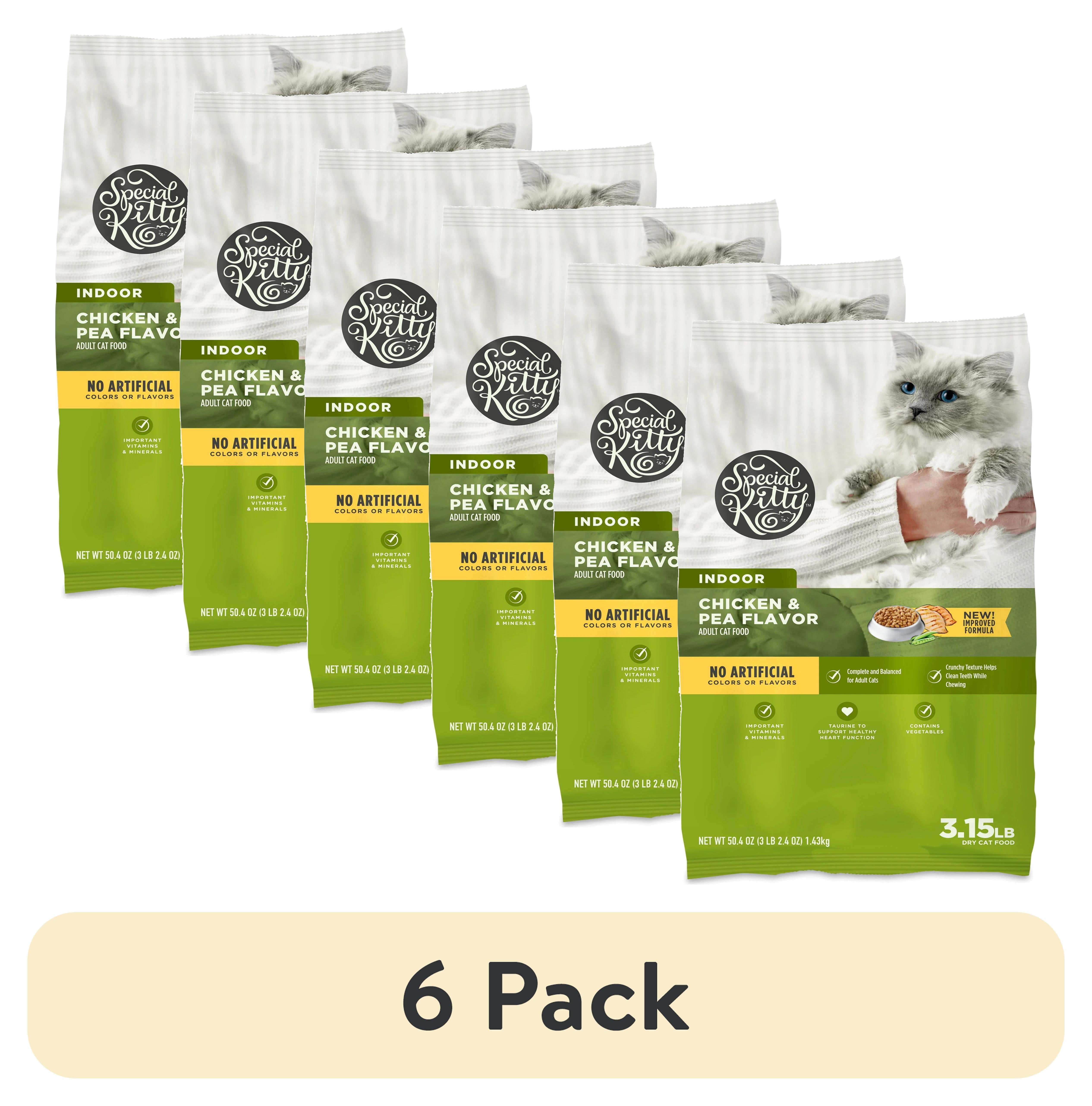 (6 pack) Special Kitty Indoor Formula Chicken and Pea Flavor Dry Cat Food, 3.15 lb Bag