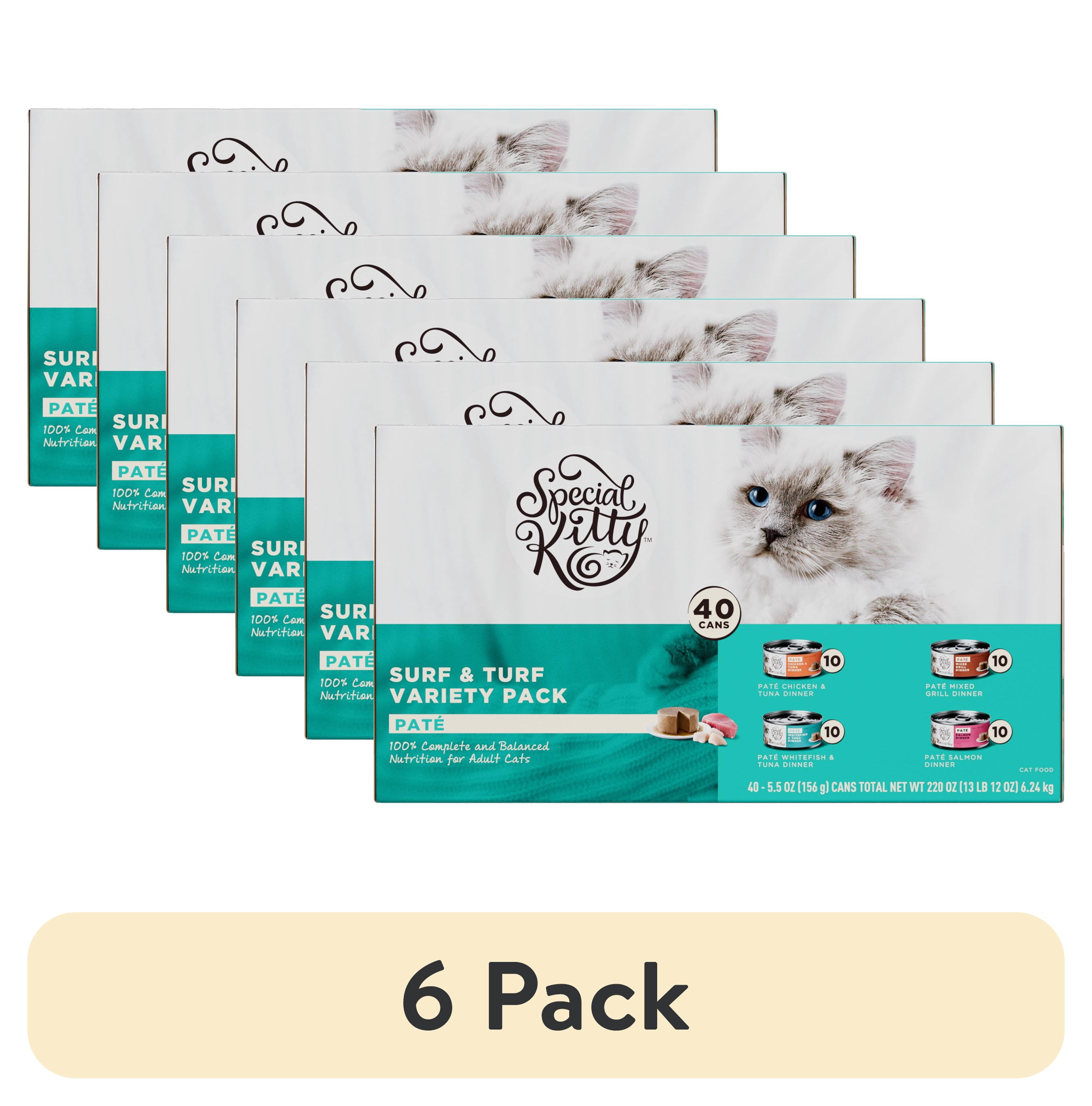 (6 pack) Special Kitty Surf & Turf Pate Wet Cat Food Variety Pack, 5.5 oz Cans, 40 Pack