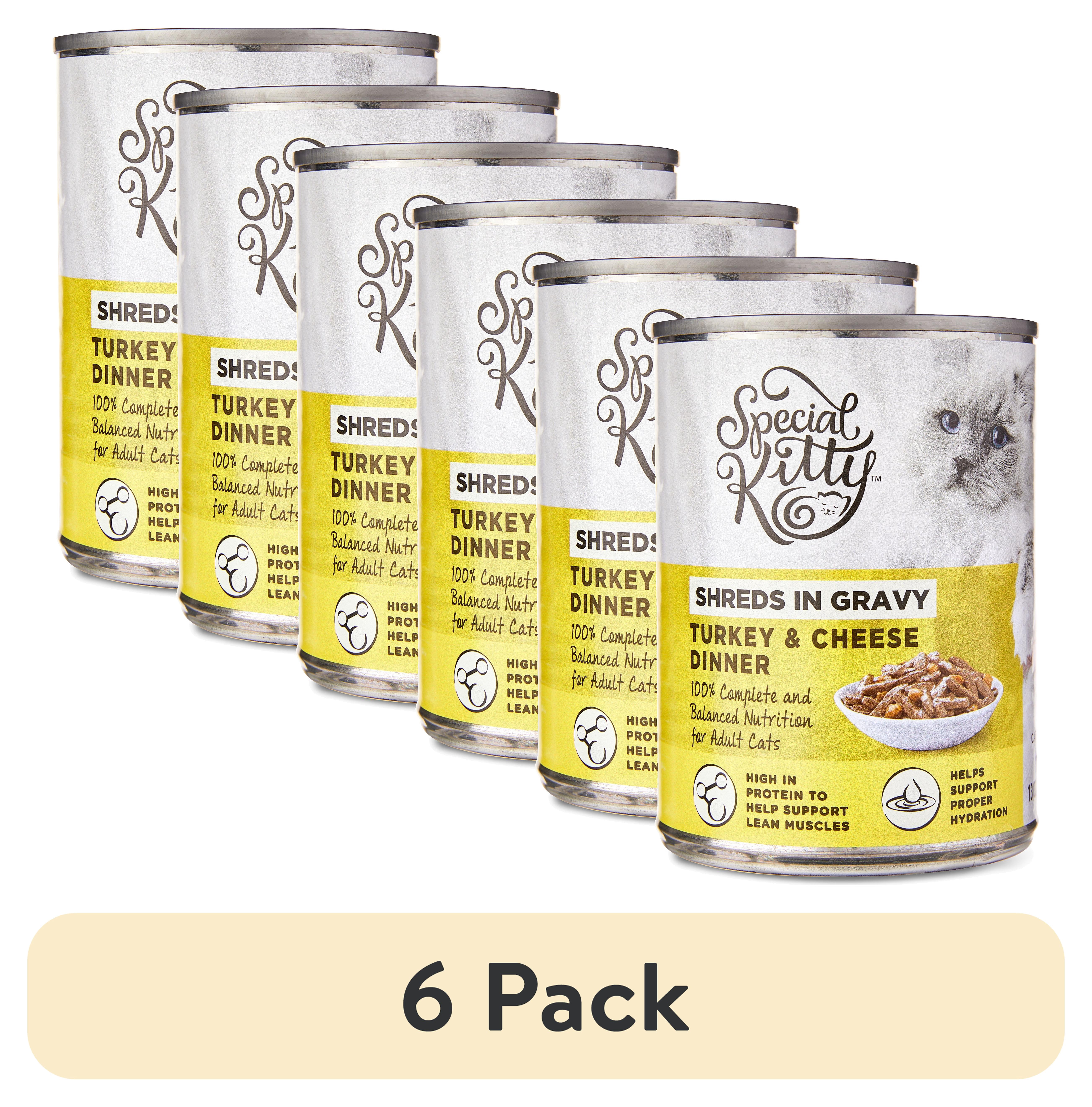 (6 pack) Special Kitty Turkey & Cheese Dinner Shreds in Gravy Wet Cat Food, 13 oz Can