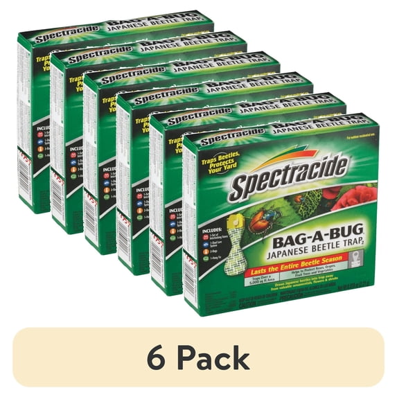 (6 pack) Spectracide Bag-A-Bug Japanese Beetle Trap, Dual Lure System