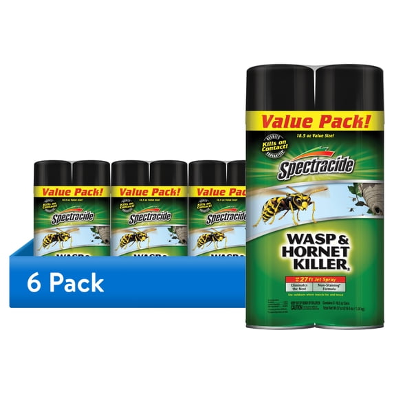 (6 pack) Spectracide Wasp & Hornet Killer Aerosol Spray, Twin Value Pack, 18.5 Ounce