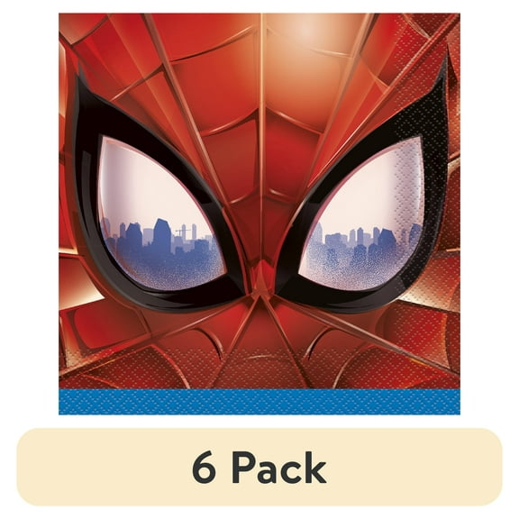 (6 pack) Spiderman Birthday Paper Luncheon Napkins, 6.5in,16ct