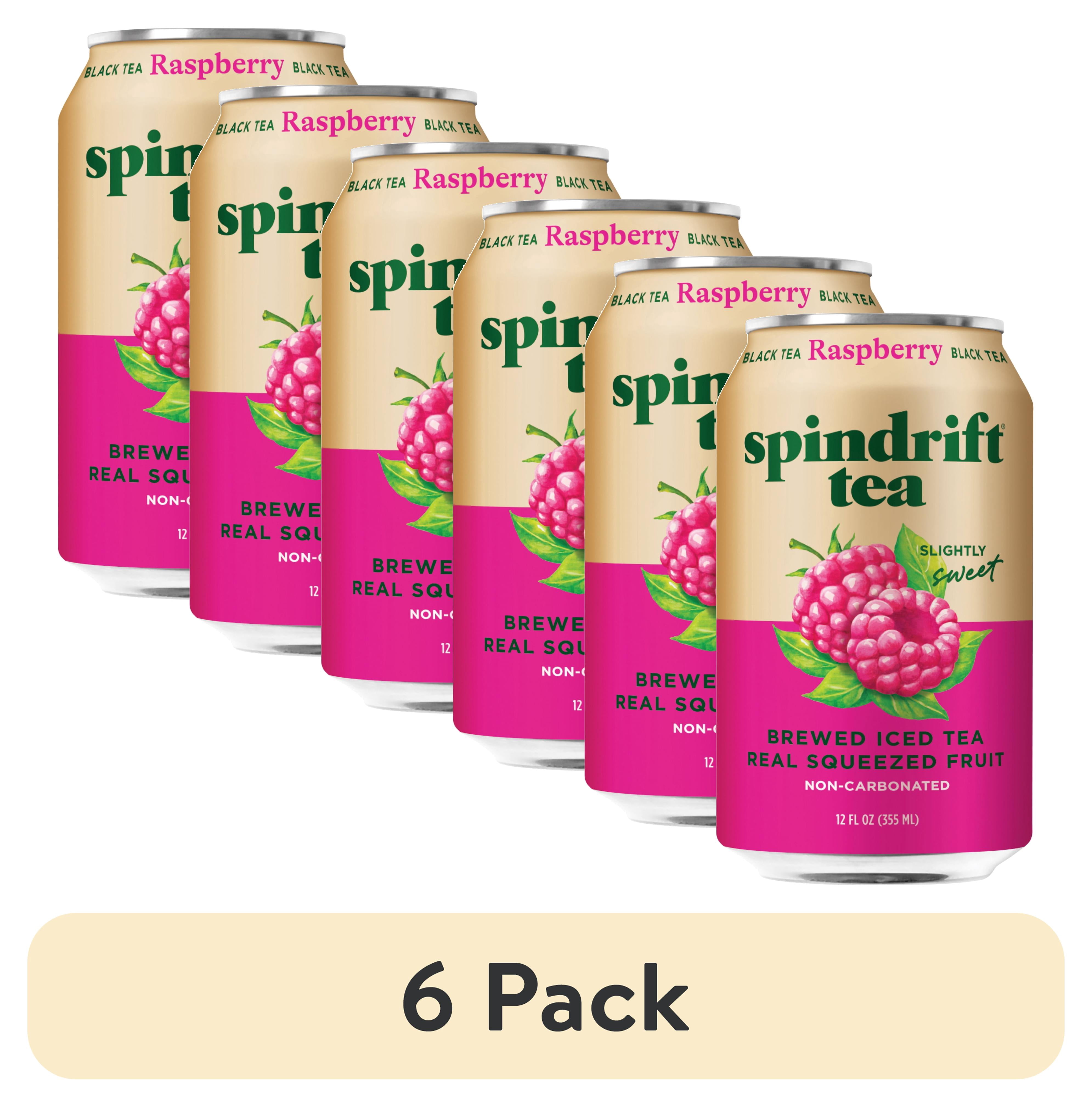(6 pack) Spindrift Raspberry Iced Tea, Brewed Black Tea with Real Squeezed Raspberry Juice, 12 fl oz. Singles