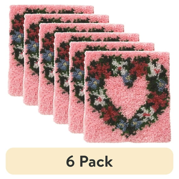 (6 pack) Spinrite Latch Hook Kit Heart Wreath 12' Sq