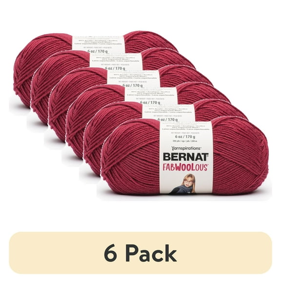 (6 pack) Spinrite Bernat Fabwoolous Yarn-Cerise