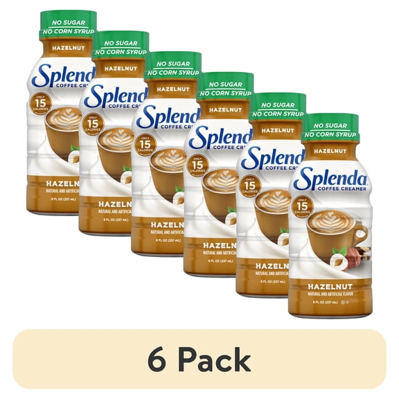 (6 pack) Splenda Sugar Free, Low Calorie Hazelnut Coffee Creamer, 8 fl Ounce Bottle