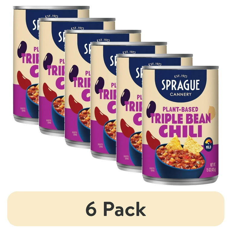 6 pack) Sprague Foods' - Triple Bean Chili in an Easy Open 15oz