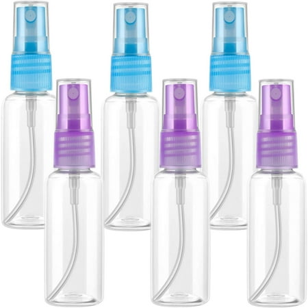 6 pack Spray bottle 1.6oz/45ml Clear Fine Mist Empty Mini Travel Bottles BPA Free Leak Proof Refillable Liquid Container With Cap