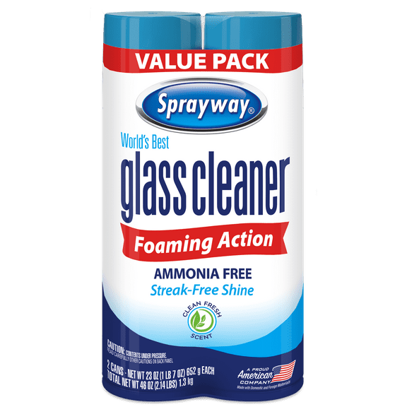(6 pack) Sprayway Glass Cleaner Foaming Aerosol Spray, 19 oz, 2-Pack, Ammonia-Free, Streak-Free Shine