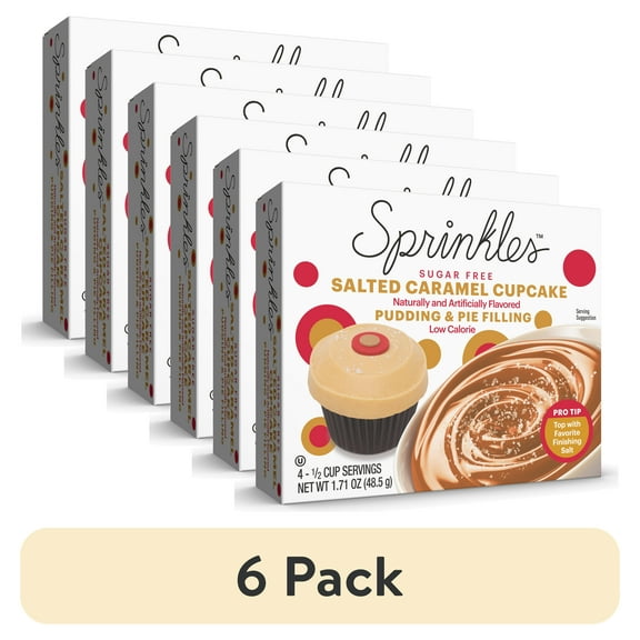 (6 pack) Sprinkles Salted Caramel Cupcake Sugar-Free Instant Pudding Mix, 4 Servings, 1.71 oz Box
