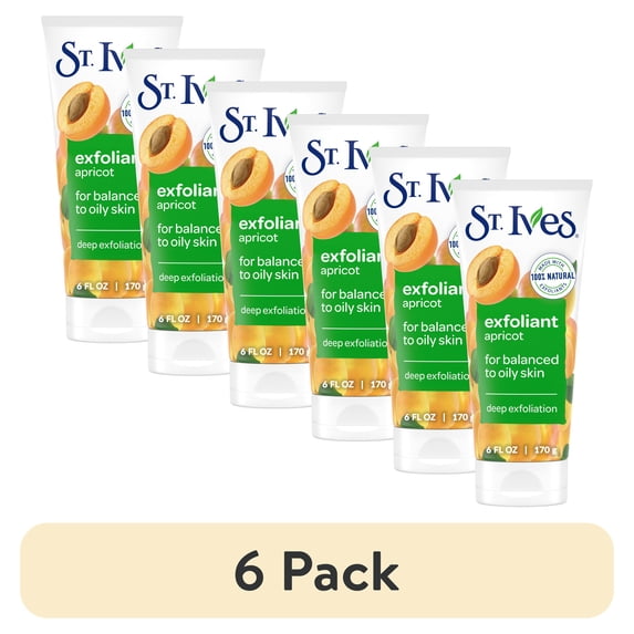 (6 pack) St. Ives Fresh Skin Exfoliating Face Scrub, Apricot Facial Exfoliator 6 oz