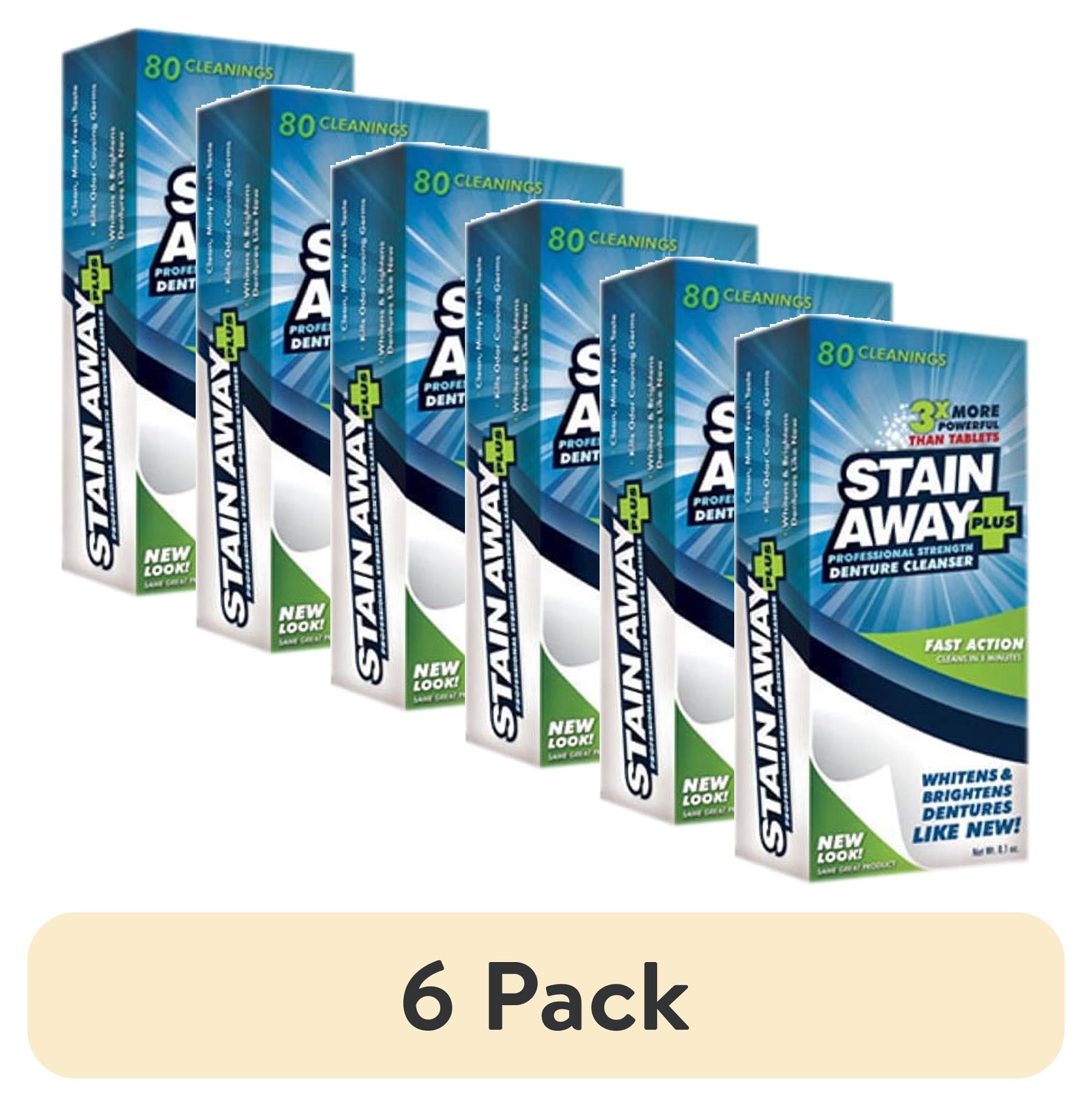 4 pack) Stain Away Plus Antibacterial Denture Cleanser, 5-Minute