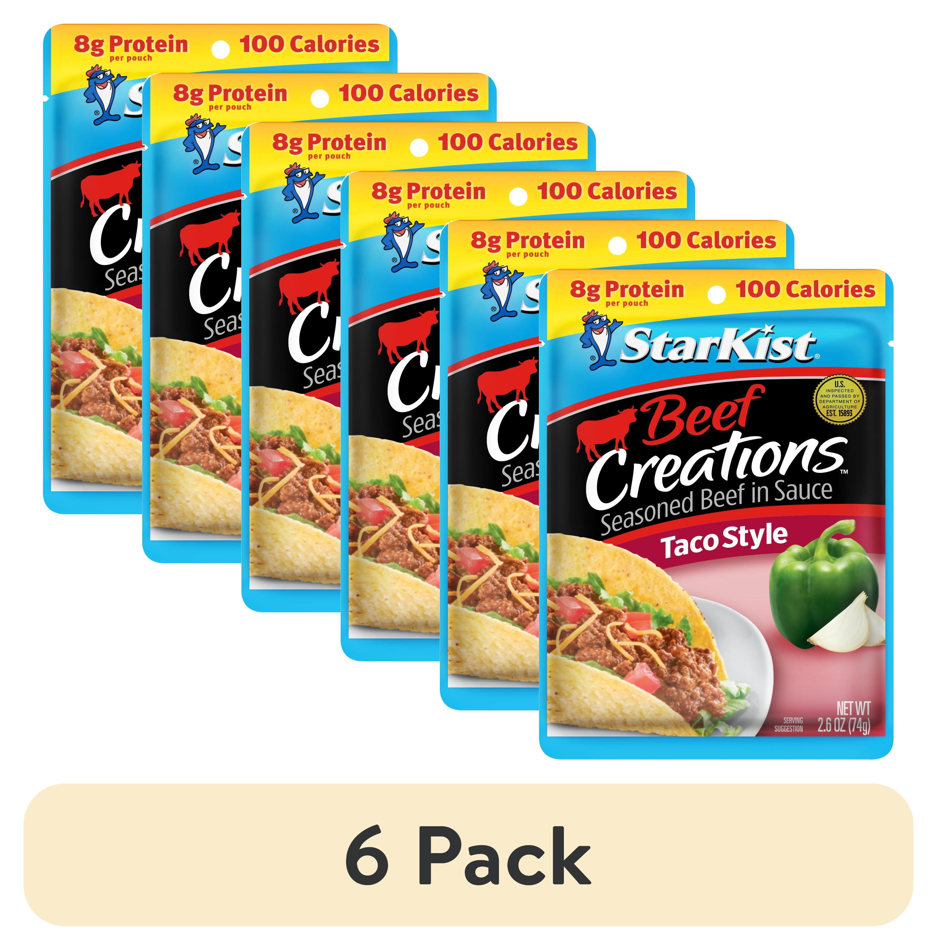 (6 pack) StarKist Beef Creations Taco Style Seasoned Beef in Sauce, 2.6 oz Pouch