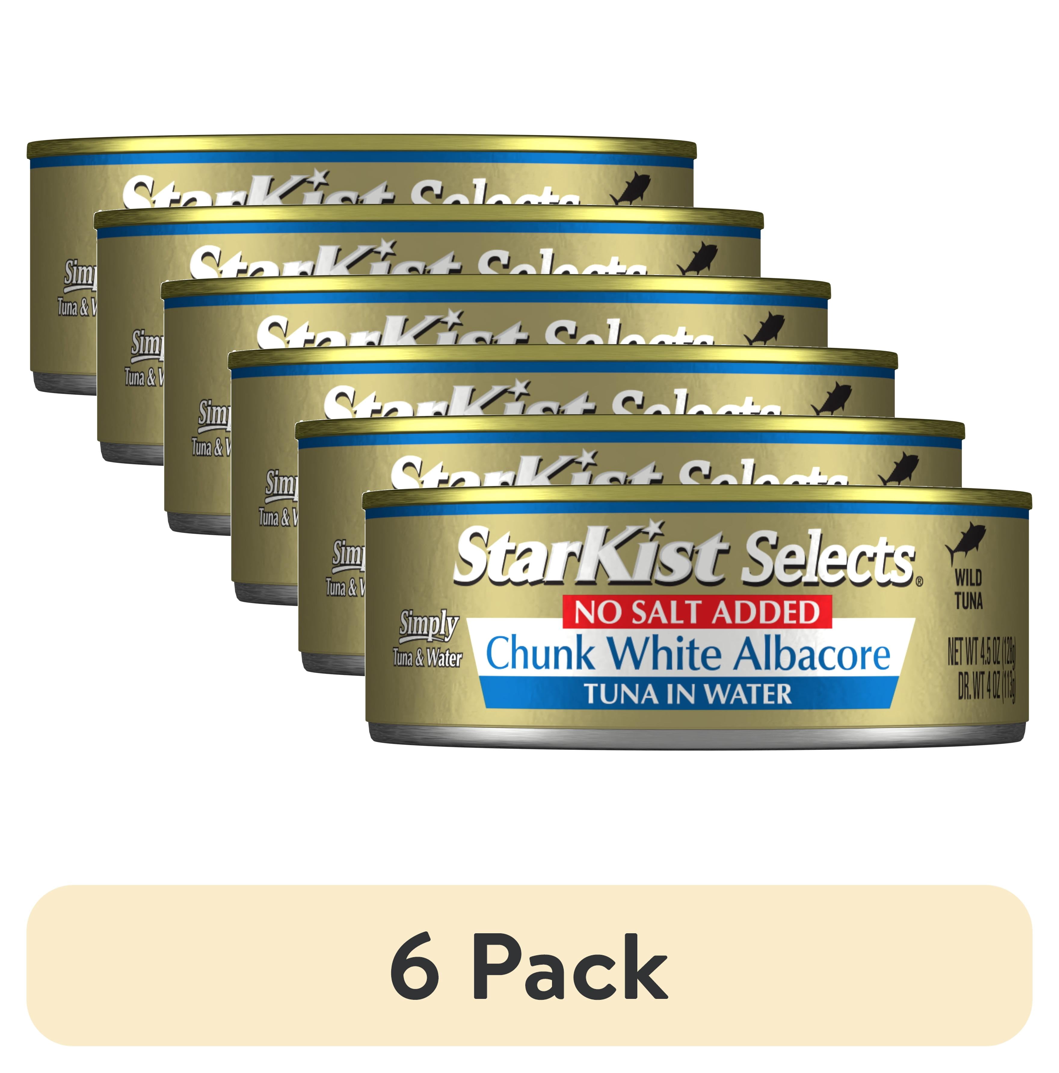 (6 pack) StarKist Selects Chunk White Albacore Tuna in Water, Wild Caught, No Salt Added, 4.5 oz Can