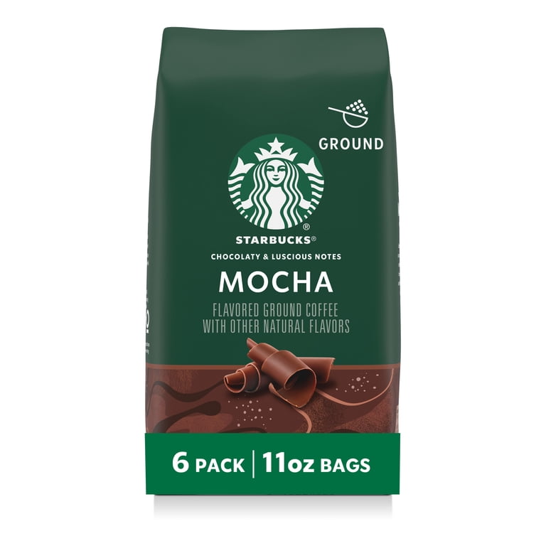 6 pack) Starbucks Mocha, Ground Coffee, Flavored Roast Hot or Iced