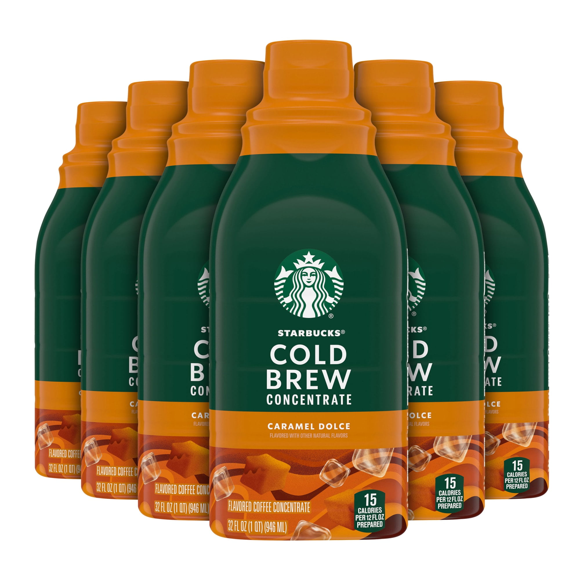 (6 pack) Starbucks Caramel Dolce Flavored, Cold Brew Coffee Concentrate, Iced Coffee, 32 fl oz