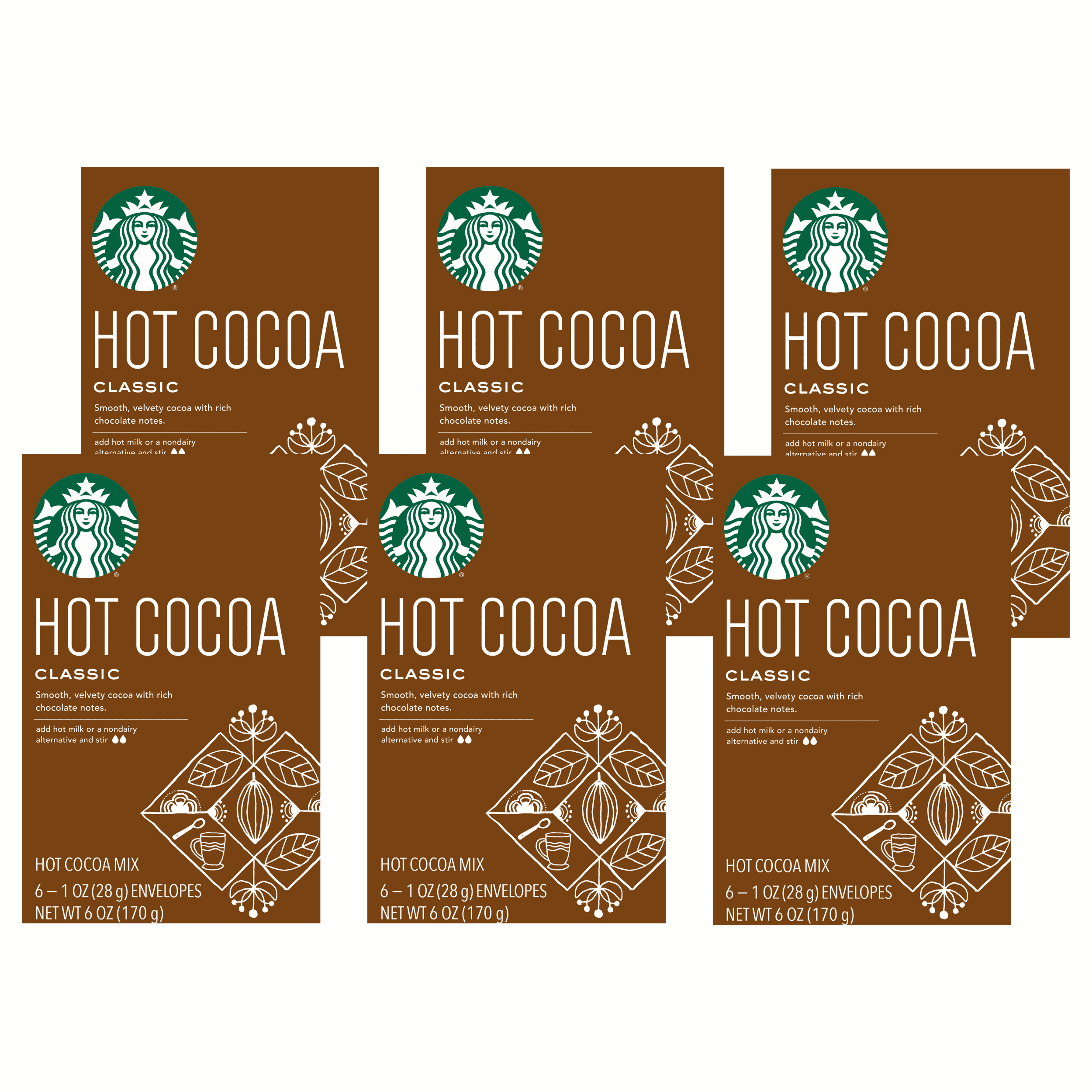 (6 pack) Starbucks Classic Hot Cocoa Mix, 6 Count Box