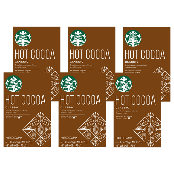 (6 pack) Starbucks Classic Hot Cocoa Mix, 6 Count Box