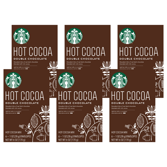 (6 pack) Starbucks Double Chocolate Hot Cocoa Mix, 6 Count Box