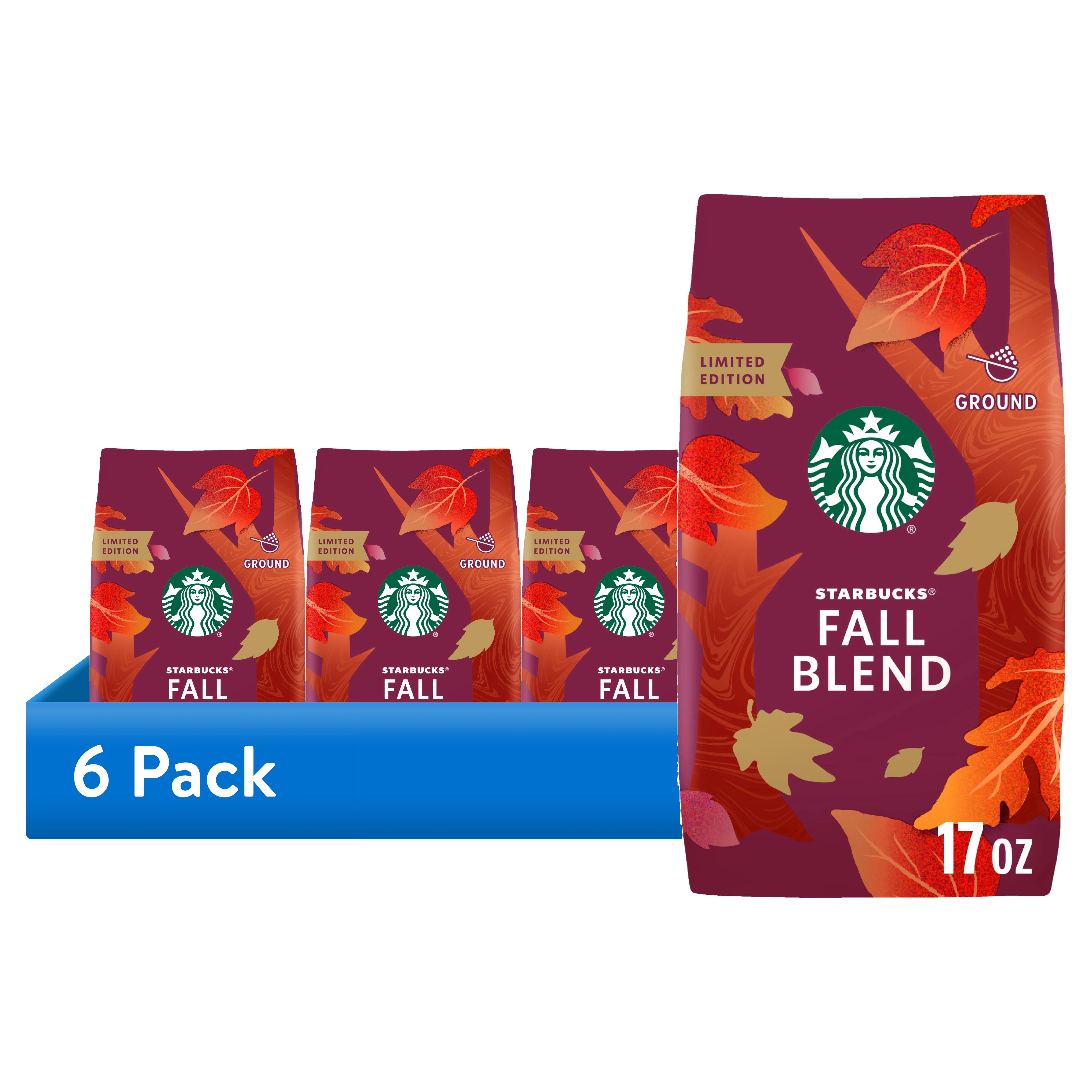 (6 pack) Starbucks Fall Blend Ground Coffee Medium Roast, Spice & Chestnut, Limited Edition Fall Flavors 17oz