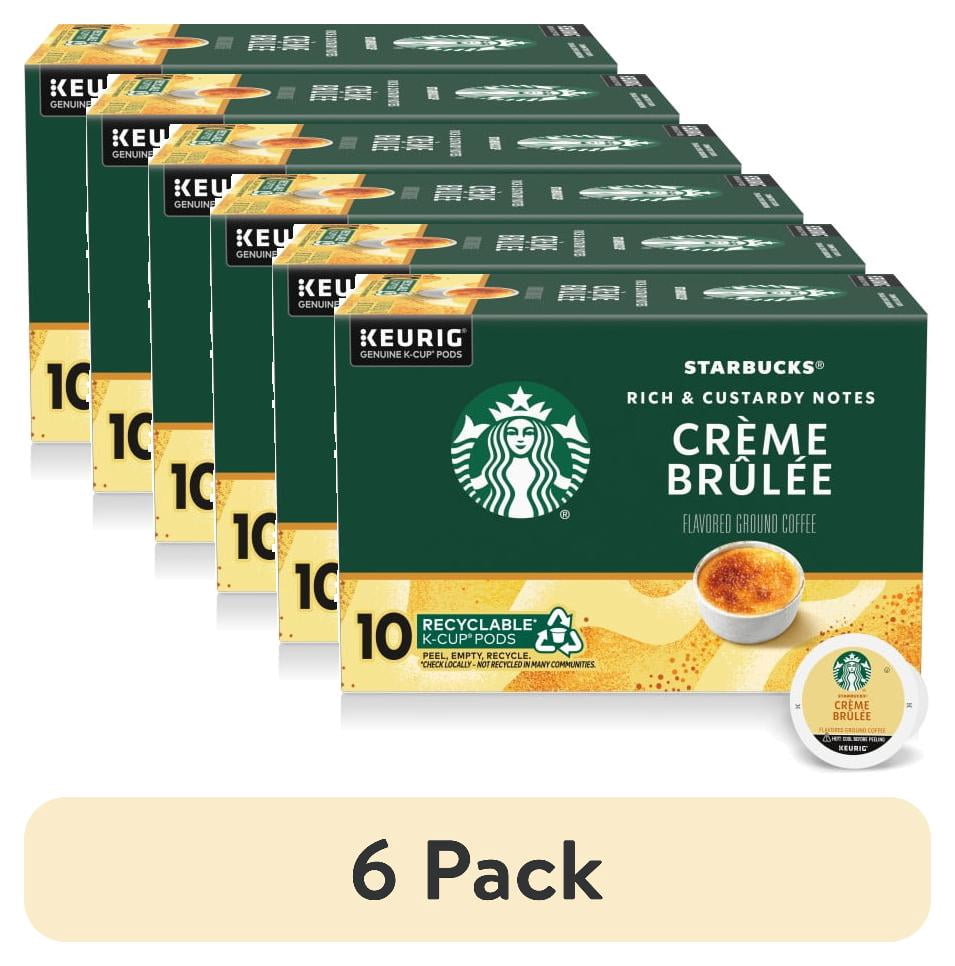 (6 pack) Starbucks K-Cup Coffee Pods, Crème Brûlée Flavored Coffee, Naturally Flavored, 100% Arabica, 1 box (10 pods)